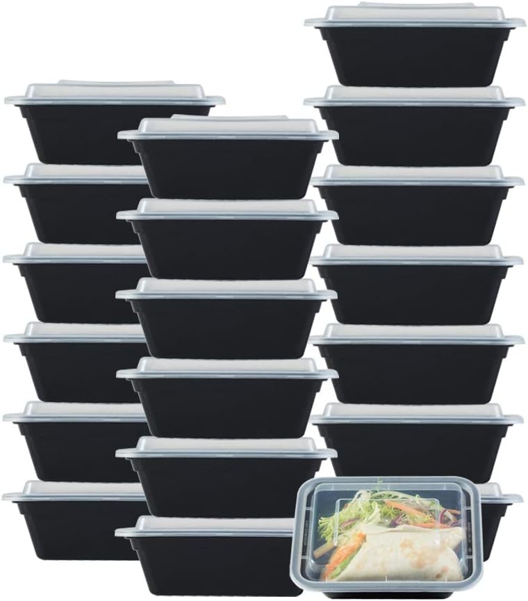 NutriBox [20 value pack] single one compartment 12oz MINI Meal Prep Food Storage Containers - BPA Free Reusable Lunch bento Box with Lids - Spill proof, Microwave, Dishwasher and Freezer Safe